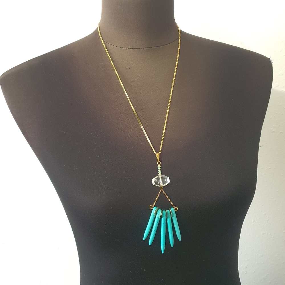 Handmade Turquoise Spiked Bead Necklace Set